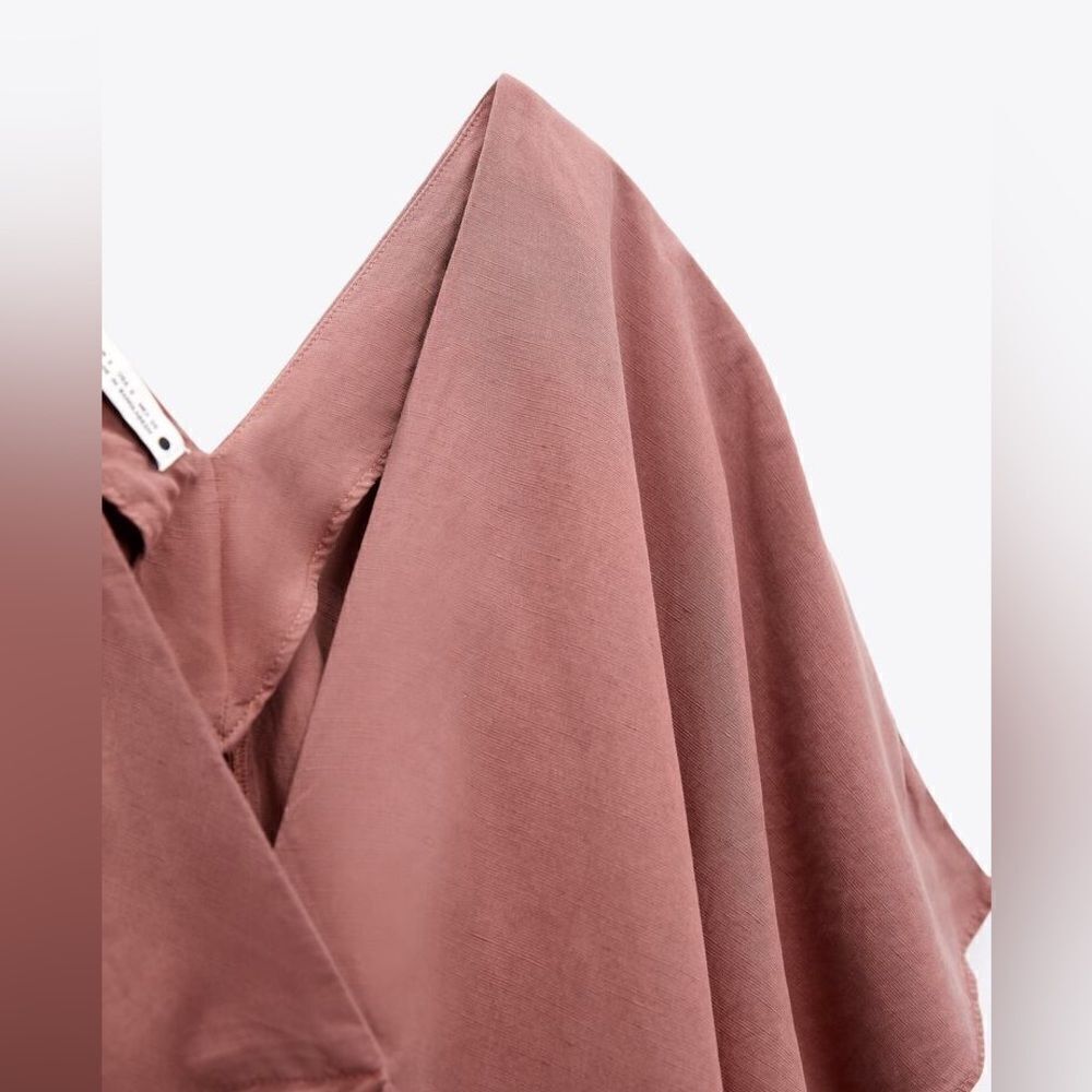 Zara Pleated Tunic Dress New Medium Marsala - Picture 8 of 8